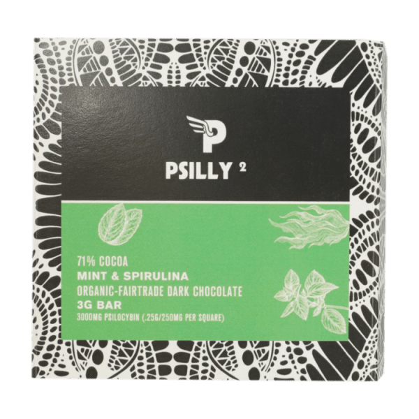 Psilly - Dark Chocolate Bar - Mint & Spirulina | Magic Mushrooms Hamilton Canada